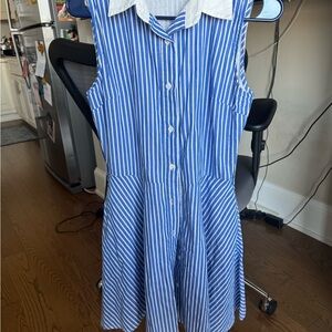 Kiel James Patrick Blue and White Striped Cotton Dress